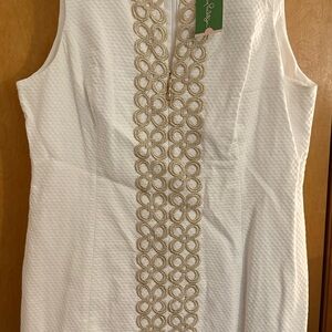Lilly Pulitzer Resort White Dress with Gold Accents NWT size 16